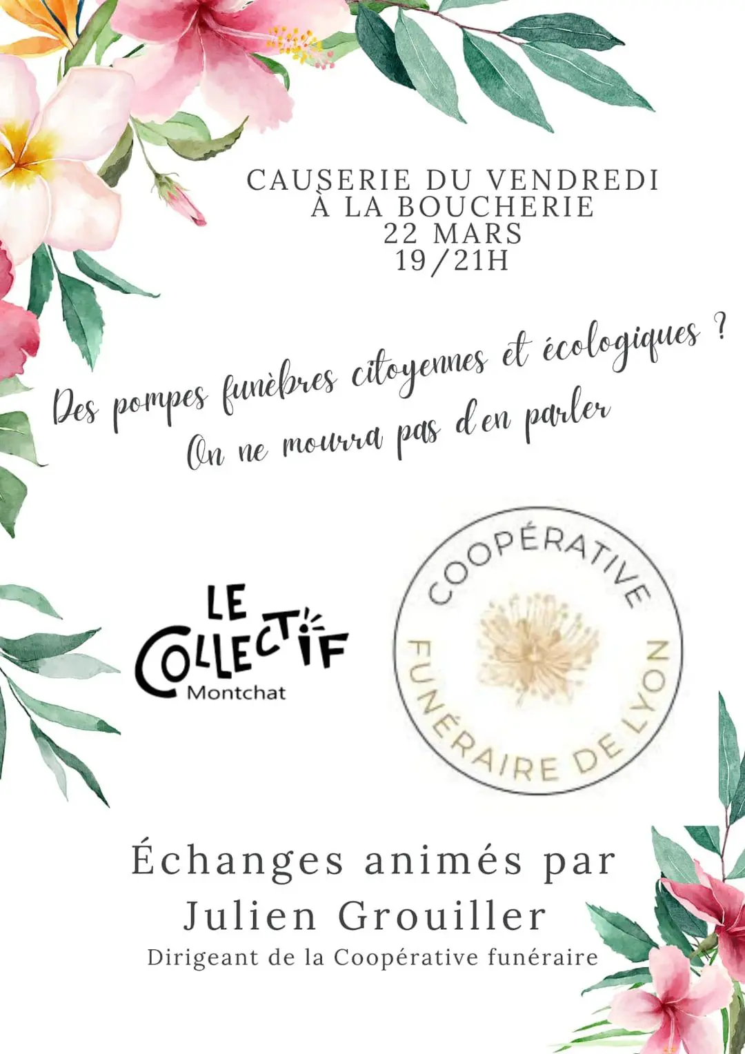 Affiche causerie collectif montchat mars 2023